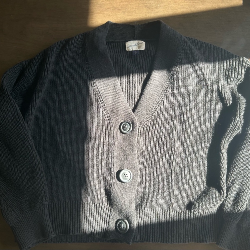 Universal Thread Black Ribbed V-Neck Cardigan